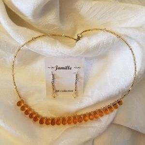 Handcrafted Petite Amber glass beads, with Presciosa crystals and seed beads.